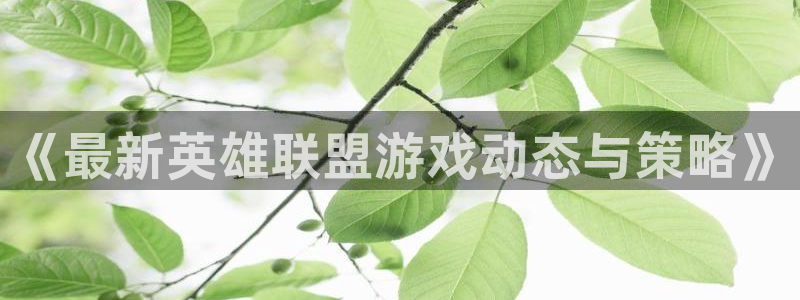 星欧娱乐线路测试：《最新英雄联盟游戏动态与策略》